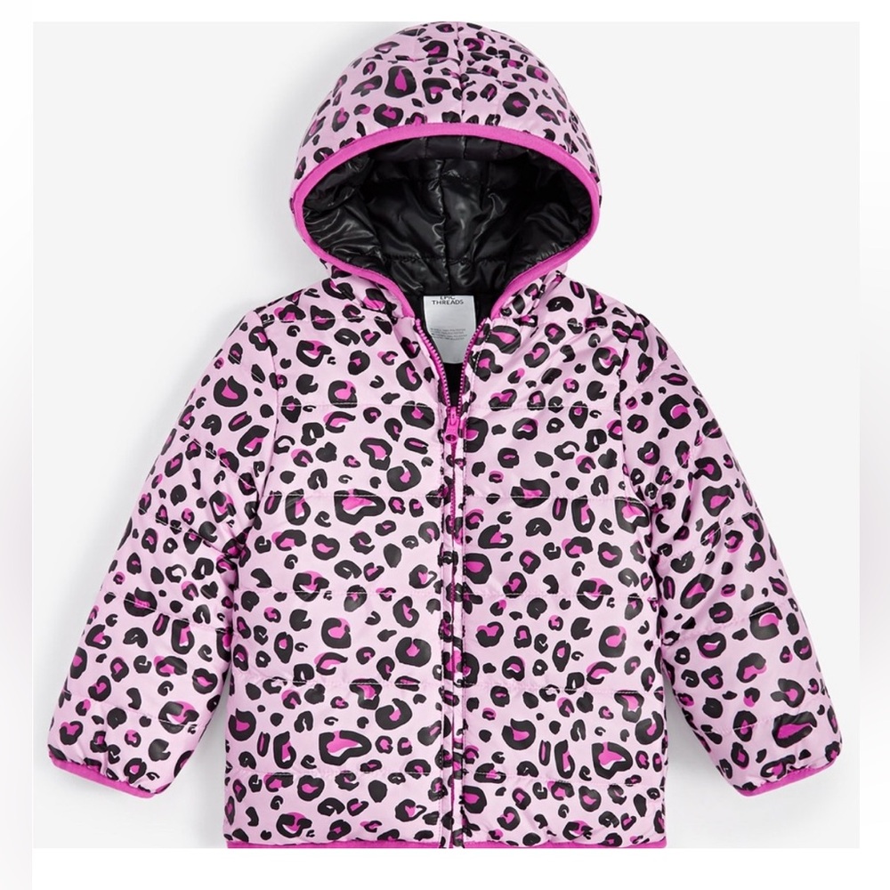 Epic Threads Pink Leopard Puffer Jacket